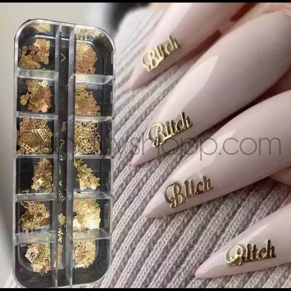 12 Grids NailArt Glitter Sequins Metallic Gold Sequins Flakes Acrylic Design